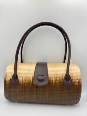 Le SAC ~ The Original Handmade RATTAN Women's HANDBAG Rust Ombre ~ XL Purse 13"